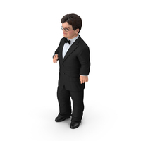 Dwarf Male Character in Business Suit Standing Pose PNG & PSD Images