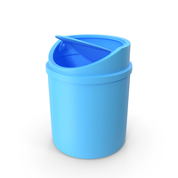 Blue Waste Bin With Lid Open Behind PNG & PSD Images
