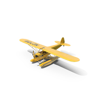 Classic Monoplane Aircraft Piper J-3 with Floats PNG & PSD Images