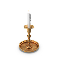 Antique Candlestick With Wax Candle PNG & PSD Images