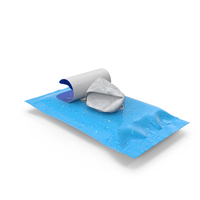 Blue Pack of Wet Wipes with Napkin Sticking Out PNG & PSD Images