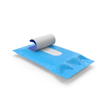 Small Package Wet Wipes Blue with Open Label PNG & PSD Images