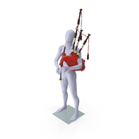 Mannequin with Scottish Red Bagpipes PNG & PSD Images