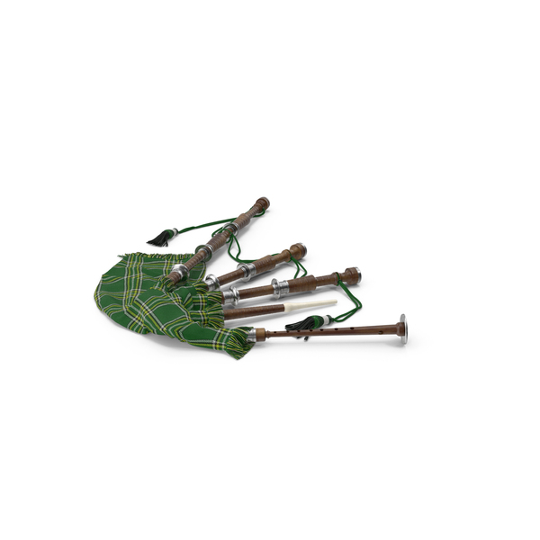 Green Scottish Bagpipes Instrument PNG & PSD Images
