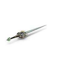 Futuristic Green Sword with Spikes PNG & PSD Images
