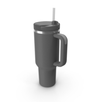Insulated Travel Mug with Straw Grey PNG & PSD Images