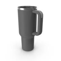 Grey Open Insulated Travel Mug With Straw PNG & PSD Images