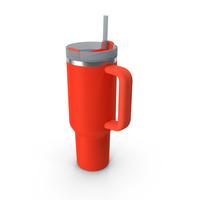 Travel Tumbler with Lid and Straw Red PNG & PSD Images