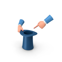 Blue Magic Hat With Hand Showing PNG & PSD Images