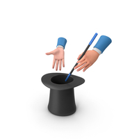 Blue Magic Hat With Hands PNG & PSD Images