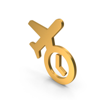 Gold Airplane Timings Icon PNG & PSD Images