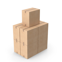 Blank Cardboard Box 5 Basic Stack PNG & PSD Images