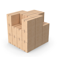 Blank Cardboard Box Medium Stack PNG & PSD Images