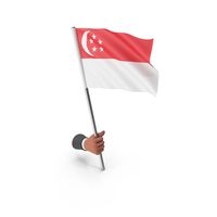 Singapore Hand Hold Flag PNG & PSD Images