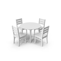 White Round Table And Chairs PNG & PSD Images