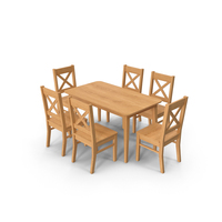 Wooden Dining Table Set PNG & PSD Images