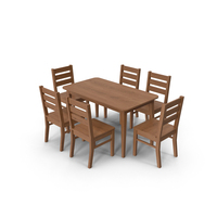 Wooden Dining Table Set PNG & PSD Images