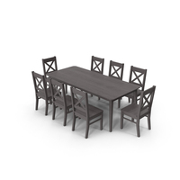 Black Dining Table Set with 8 Chairs PNG & PSD Images