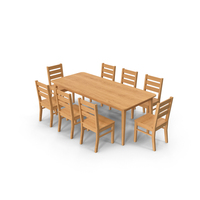 Wood Dining Table Set With 8 Chairs PNG & PSD Images