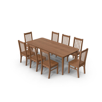 Wood Dining Table Set with 8 Chairs PNG & PSD Images