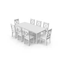 White Dining Table Set With 8 Chairs PNG & PSD Images