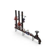 Industrial Pipe System with Valves and Gauges PNG & PSD Images