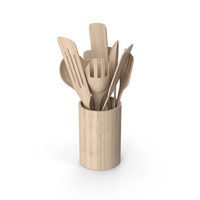 Kitchen Wooden Utensils In Wooden Mug PNG & PSD Images