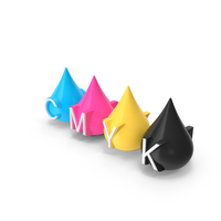 Drops With CMYK Letters PNG & PSD Images