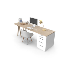 Study B - White On Timber - HQ Archviz PNG & PSD Images