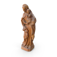 Virgin Mary With Baby - Wood Carving PNG & PSD Images