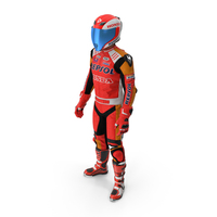 Bike Rider In Honda Racing Suit With Helmet Standing PNG & PSD Images