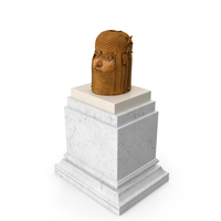Benin Bronze Head Sculpture on a Pedestal PNG & PSD Images