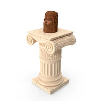 Column with Benin Head Sculpture PNG & PSD Images
