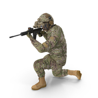 Soldier in Green Camo with Night Vision Aiming Fur PNG & PSD Images