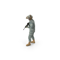 Soldier In Night Vision Goggles Grey Camo Walking Fur PNG & PSD Images
