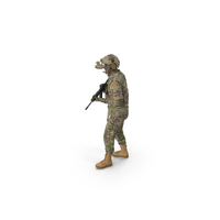 Soldier In Night Vision Goggles Green Camo Walking Fur PNG & PSD Images