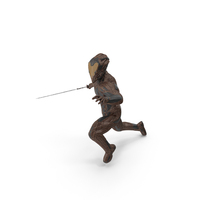 Futuristic Warrior with Sword Running Pose PNG & PSD Images