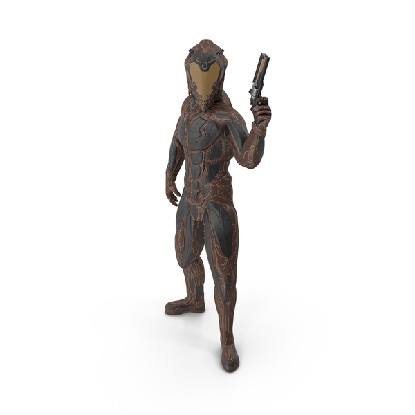 Futuristic Armored Warrior With Gun PNG & PSD Images