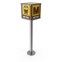 Metro Signboard On A Pole PNG & PSD Images