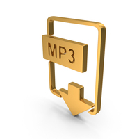 Gold Download MP3 File Icon PNG & PSD Images