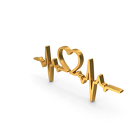 Gold Heart Cardiogram Icon PNG & PSD Images