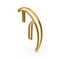 Gold Sampi Greek Letter Outline Icon PNG & PSD Images