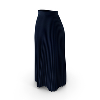 Navy Long Pleated Skirt PNG & PSD Images
