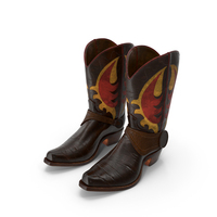 Western Cowboy Boots With Flame Pattern PNG & PSD Images