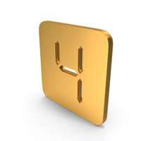 Gold Digital Number Four Icon PNG & PSD Images