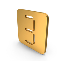 Gold Digital Number Three Icon PNG & PSD Images
