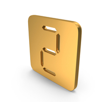 Gold Digital Number Two Icon PNG & PSD Images