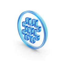 Glass Hashtag With Circle Outline Icon PNG & PSD Images