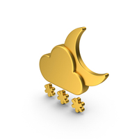 Gold Snowfall Night Weather Icon PNG & PSD Images