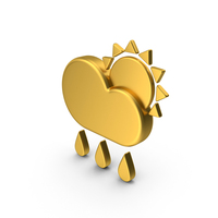 Gold Weather Icon Cloudy with Rain PNG & PSD Images
